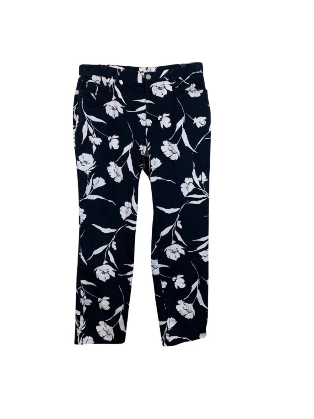 VTG 90s Lauren Ralph Lauren Navy Floral Tapered Pants 14 Y2K Indie Sleaze
